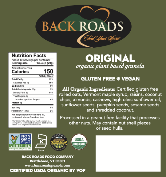 Back Roads Original Granola, Organic, GF, V