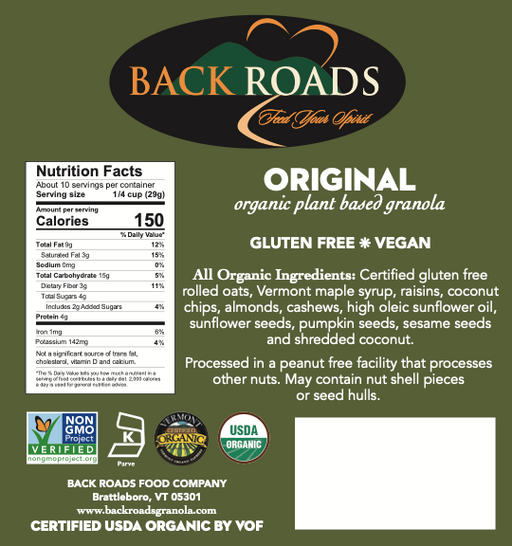 Back Roads Original Granola, Organic, GF, V