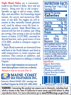 Triple Blend Flakes Sea Seasoning, Organic  by Maine Coast Sea Vegetable